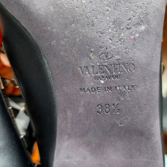 Valentino Rockstud Noir T-Strap Caged Flats - Picture 6 of 8